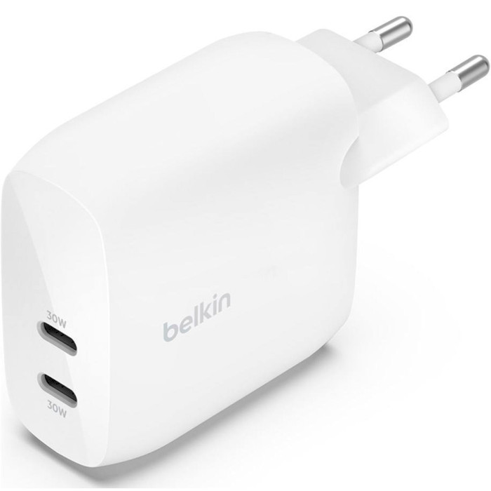 Зарядний пристрій BELKIN Boost Up Charge Pro Dual USB-C Wall Charger PPS 60W White (WCB010VFWH)