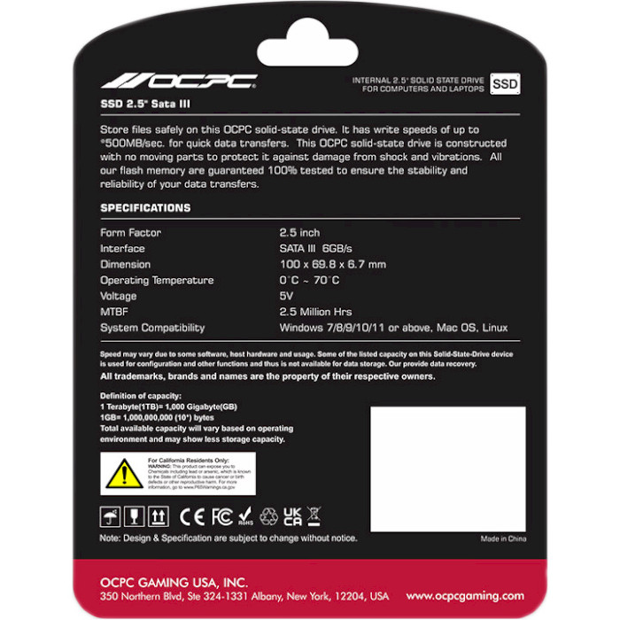 SSD диск OCPC XTL-200 Xtreme Lite 1TB 2.5" SATA (SSD25S3T1TBLT)