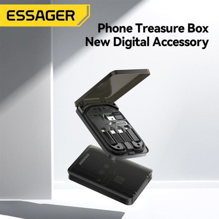 Комплект адаптеров ESSAGER Multifunctional Data Cable Storage Box 0.28м Black (ECJHZ-JH01-P)