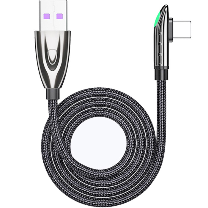 Кабель ESSAGER Bullet Train Cable 6A 66W USB-A to Type-C 2м Black (EXCT-FXHA01)