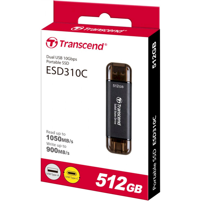 Портативний SSD диск TRANSCEND ESD310 512GB USB3.2 Gen2 Space Black (TS512GESD310C)