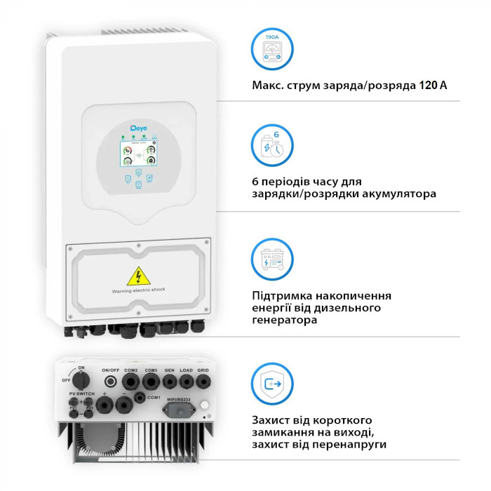 Гібридний сонячний інвертор DEYE SUN-5K-SG03LP1-EU