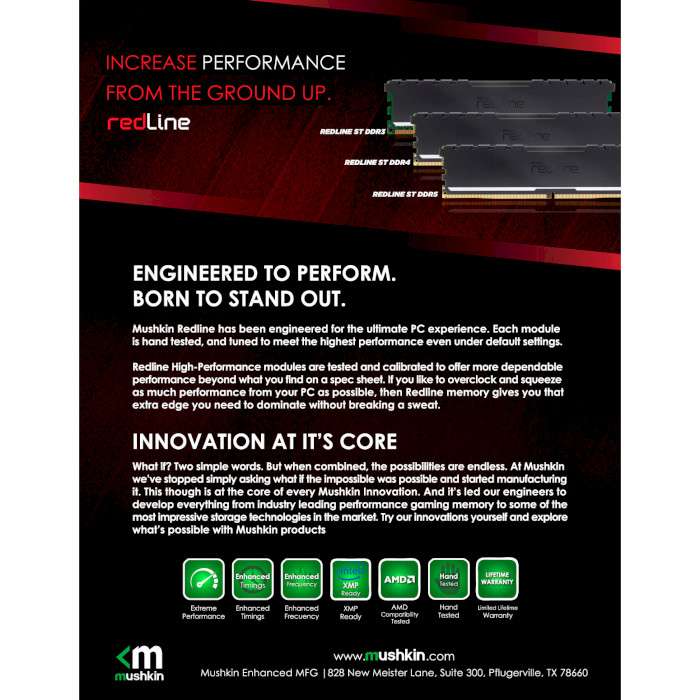 Модуль пам'яті MUSHKIN Redline ST DDR4 4000MHz 32GB Kit 2x16GB (MRF4U400JNNM16GX2)