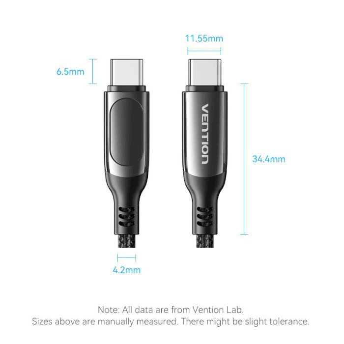 Кабель VENTION USB2.0 Type-C/Type-C 5A 100W 1.2м Black (TAYBAV)