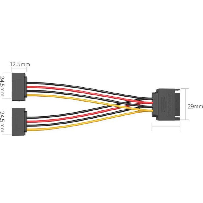 Кабель-разветвитель питания VENTION SATA 15pin M to 2xSATA 15pin F угловой