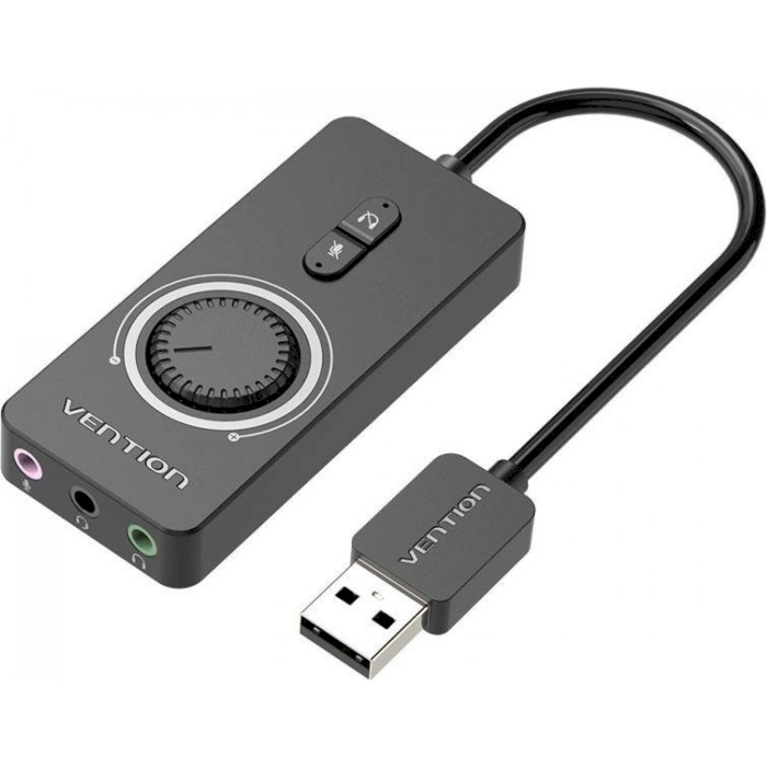 Внешняя звуковая карта VENTION USB External Stereo Sound Adapter with Volume Control Black (CDRBB)