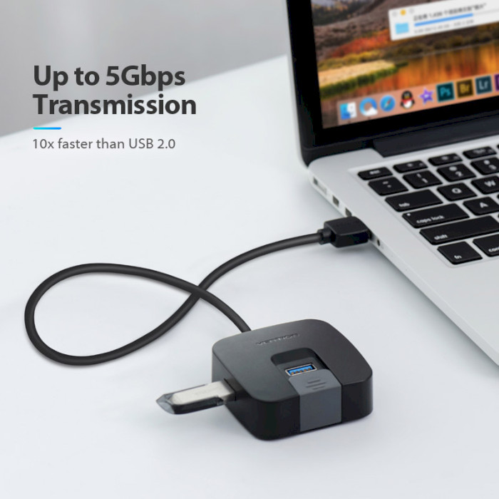 USB-хаб VENTION 5-in-1 USB-A to USB3.0x4/Micro-B Power (CHBBB)