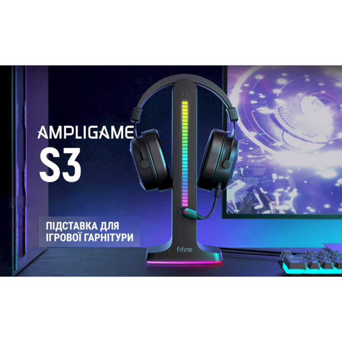 Підставка для навушників з USB-хабом FIFINE S3 RGB Headset Stand