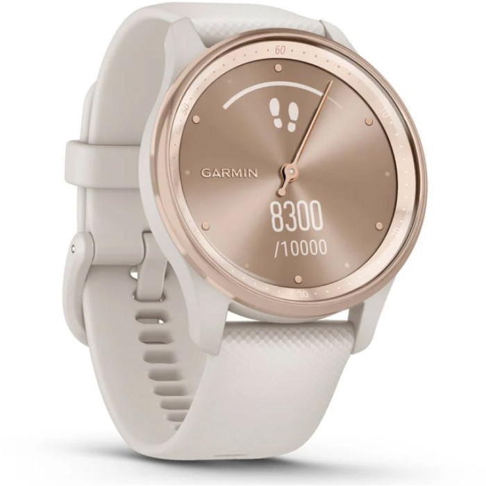 Смарт-годинник GARMIN Vivomove Trend Peach Gold Stainless Steel Bezel with Ivory Case and Silicone Band (010-02665-01)