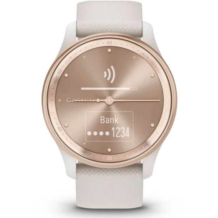 Смарт-часы GARMIN Vivomove Trend Peach Gold Stainless Steel Bezel with Ivory Case and Silicone Band (010-02665-01)