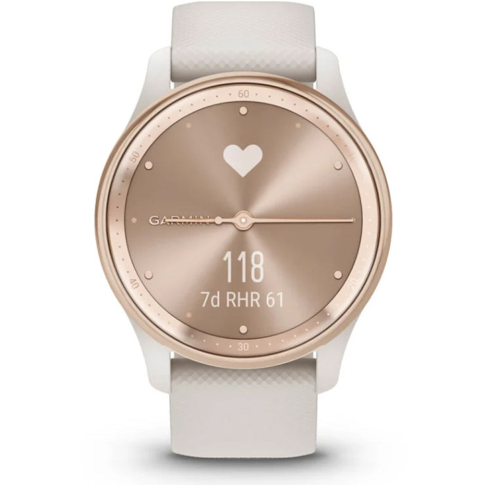 Смарт-годинник GARMIN Vivomove Trend Peach Gold Stainless Steel Bezel with Ivory Case and Silicone Band (010-02665-01)