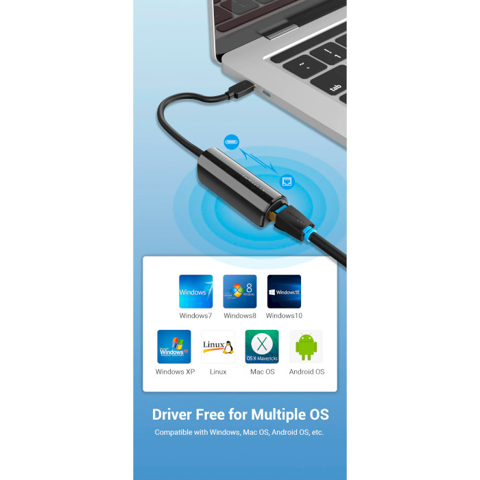 Сетевой адаптер VENTION USB-C to Gigabit Ethernet Adapter Black