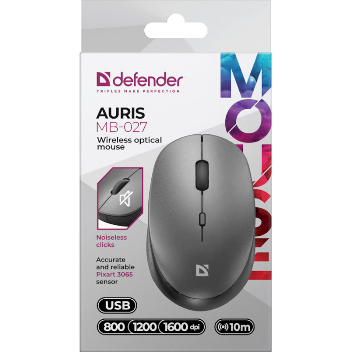 Миша DEFENDER Auris MB-027 Gray (52029)