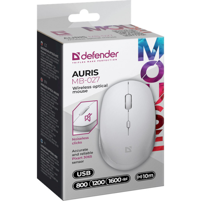 Миша DEFENDER Auris MB-027 White (52028)