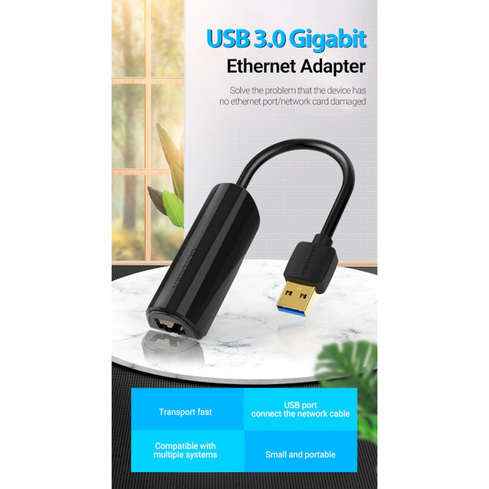 Мережевий адаптер VENTION USB 3.0 Gigabit Ethernet Adapter Black