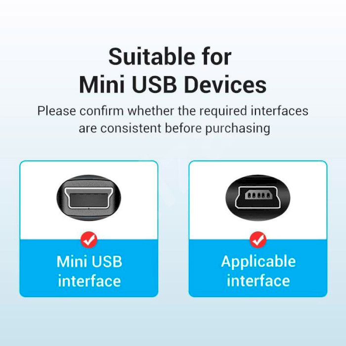 Кабель VENTION USB Type-C to Mini-USB 1м Black (COWBF)