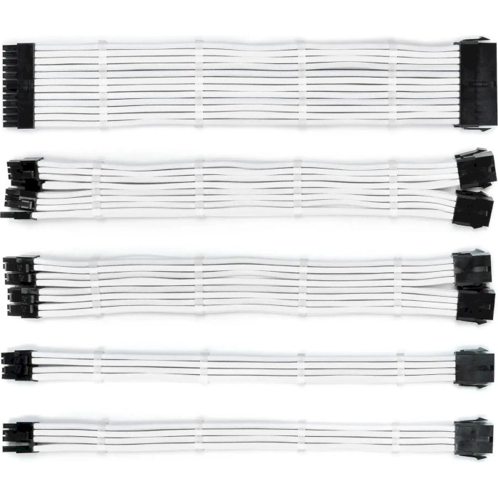 Комплект кабелів для блоку живлення QUBE ATX 24-pin/EPS 8-pin/PCIe 6+2-pin White (QBWSET24P2X8P2X8PW)