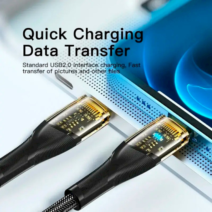 Кабель ESSAGER Interstellar Transparent Design Charging Cable Type-C to Lightning 29W 1м Blue (EXCTL-XJ03-P)