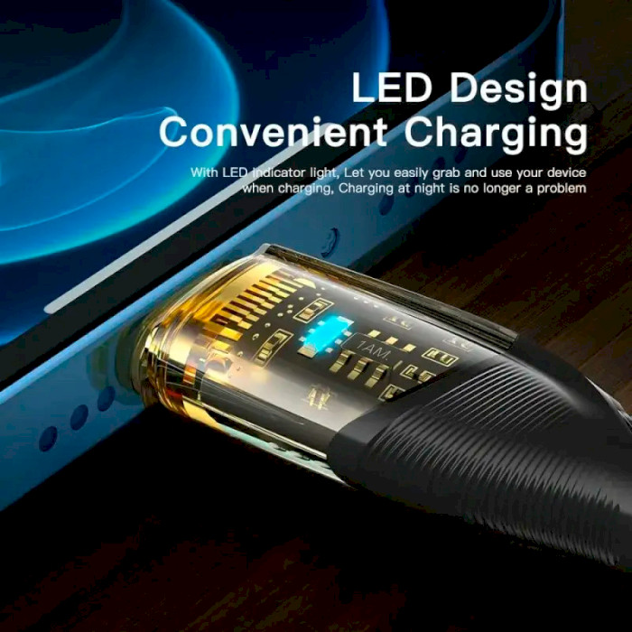 Кабель ESSAGER Interstellar Transparent Design Charging Cable Type-C to Lightning 29W 1м Blue (EXCTL-XJ03-P)