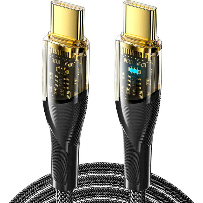 Кабель ESSAGER Interstellar Transparent Design Charging Cable Type-C to Type-C 100W 1м Black (EXCTT1-XJ01-P)