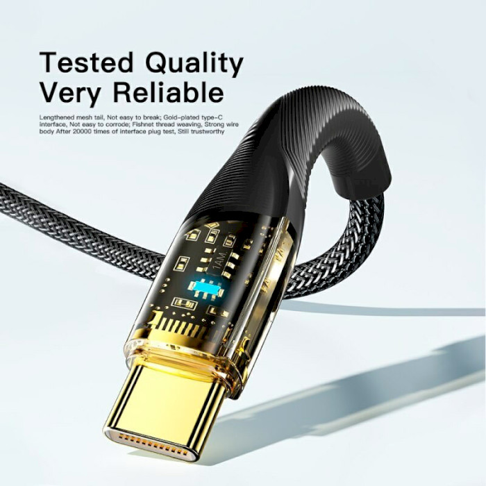 Кабель ESSAGER Interstellar Transparent Design Charging Cable USB-A to Type-C 100W 2м Black (EXCT-XJA01-P)