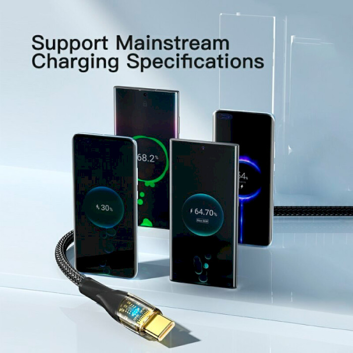 Кабель ESSAGER Interstellar Transparent Design Charging Cable USB-A to Type-C 100W 2м Black (EXCT-XJA01-P)