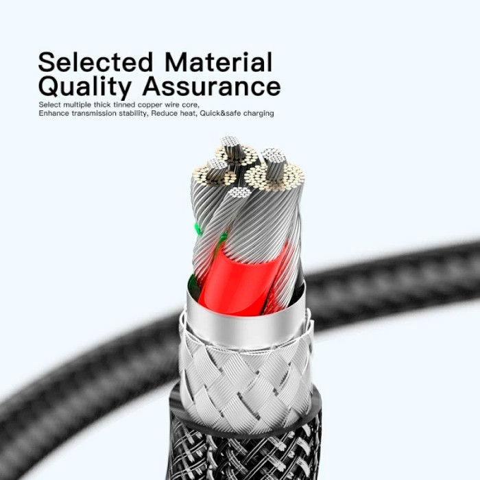 Кабель ESSAGER Interstellar Transparent Design Charging Cable USB-A to Type-C 100W 1м Black (EXCT-XJ01-P)