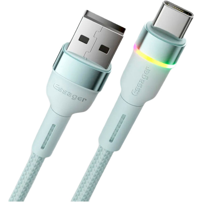 Кабель ESSAGER Colorful LED Fast Charging Cable 3A USB-A to Type-C 1м Blue (EXCT-XCD03)