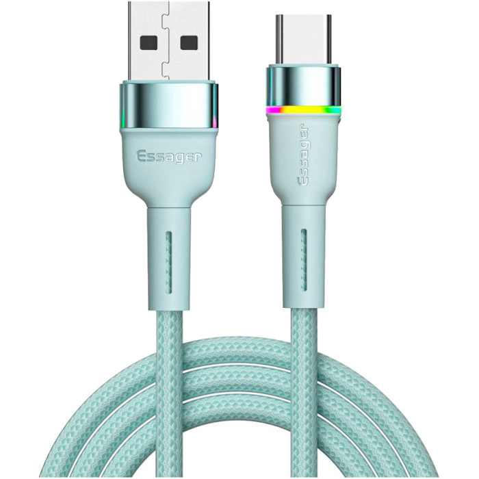 Кабель ESSAGER Colorful LED Fast Charging Cable 3A USB-A to Type-C 2м Blue (EXCT-XCDA03)