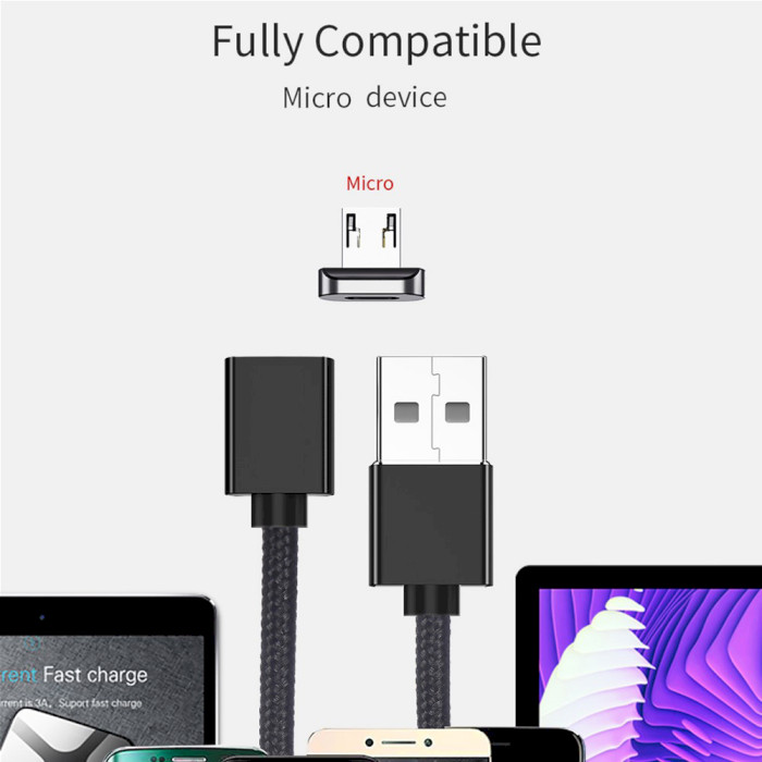 Кабель ESSAGER Magic Power Magnetic USB-A to Micro 1м Black (EXCCXM-ML01)