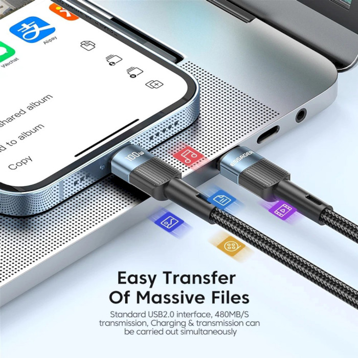 Кабель ESSAGER Star 100W Charging Cable Type-C to Type-C 1м Blue (EXCTT1-XC03)