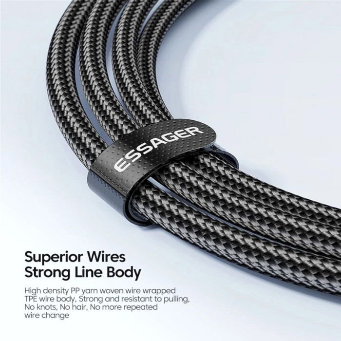 Кабель ESSAGER Star 100W Charging Cable Type-C to Type-C 2м Black (EXCTT1-XCA01)
