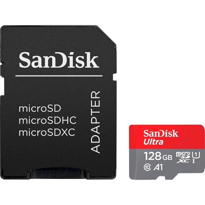 Карта пам'яті SANDISK microSDXC Ultra 128GB UHS-I A1 Class 10 + SD-adapter (SDSQUAB-128G-GN6MA)
