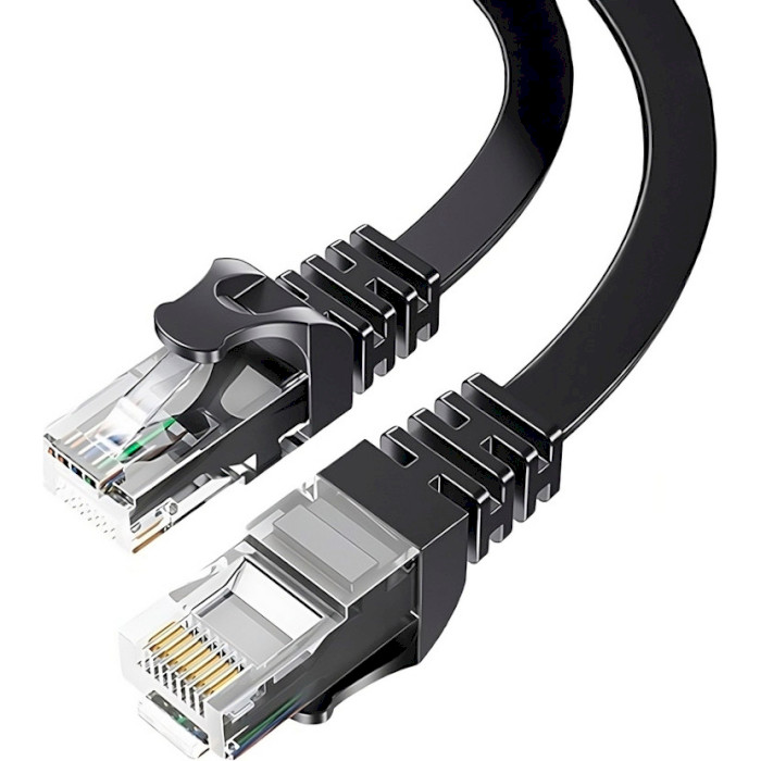 Патч-корд плаский ESSAGER TopSpeed Ethernet Flat Cable STP Cat.6 0.5м Black (EXCWXB-JSB01)