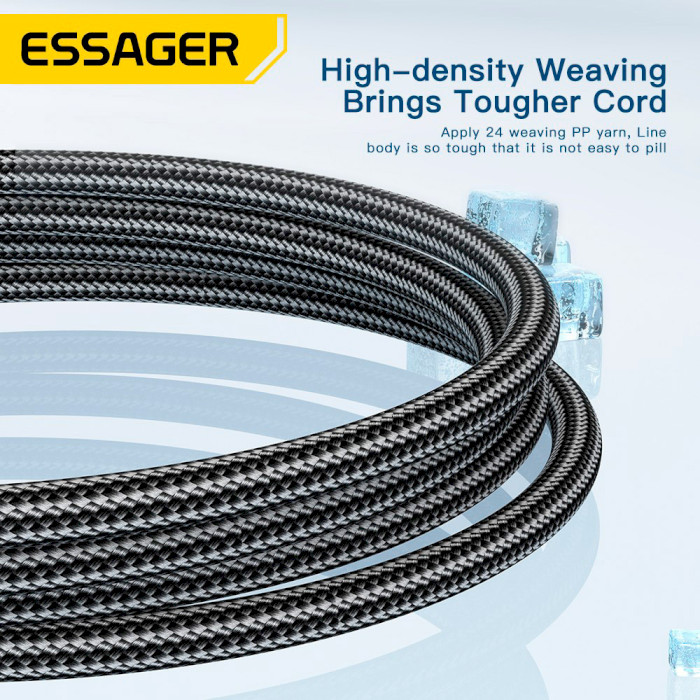 Кабель ESSAGER Sunset 120W Charging Cable USB-A to Type-C 1м Black (EXC120-CG01-P)