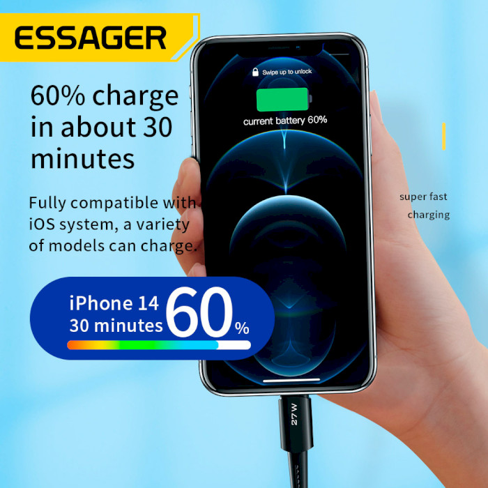 Кабель ESSAGER Sunset 20W Charging Cable Type-C to Lightning 1м Black (EXCTL-CG01)