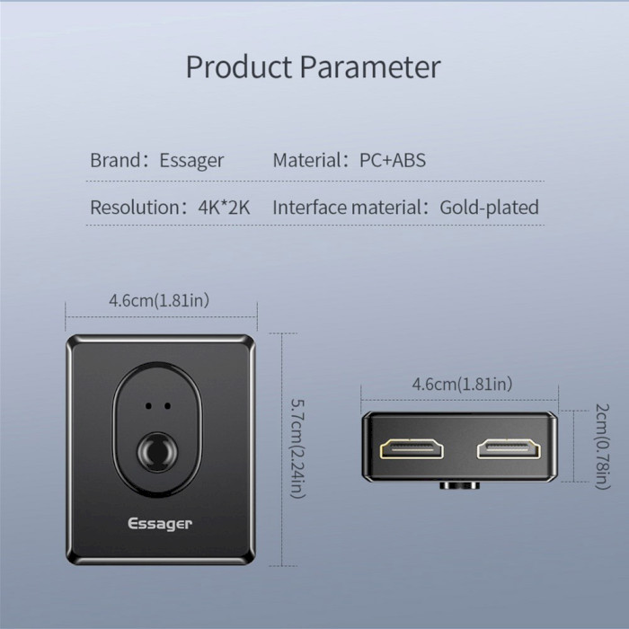 HDMI світч 2 to 1 ESSAGER 2-in-1 Splitter Switch 4K HDMI 2.0