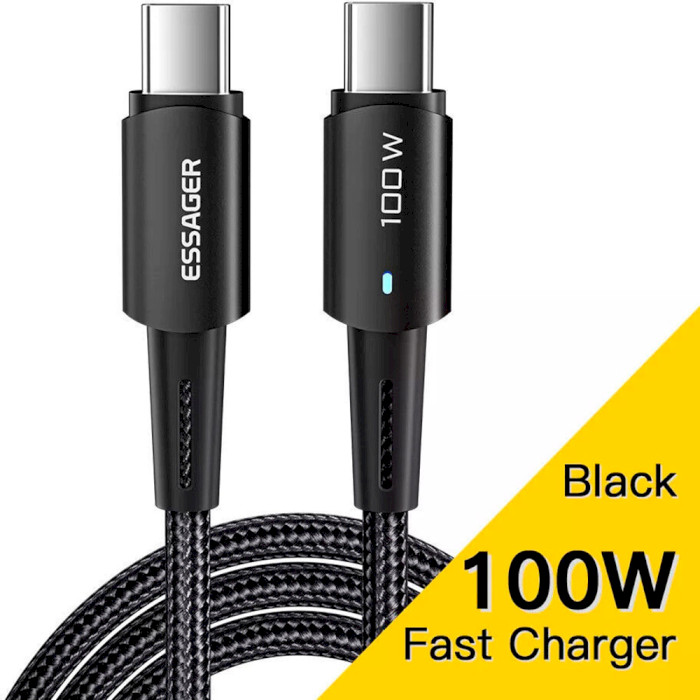 Кабель ESSAGER Sunset 100W Charging Data Cable Type-C to Type-C 2м Black (EXCTT1-CGA01)
