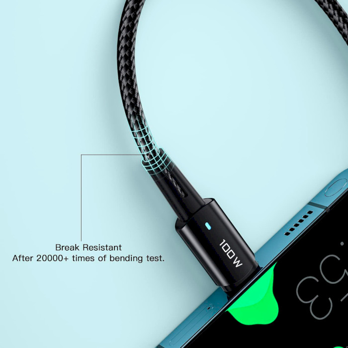 Кабель ESSAGER Sunset 100W Charging Data Cable Type-C to Type-C 2м Black (EXCTT1-CGA01)