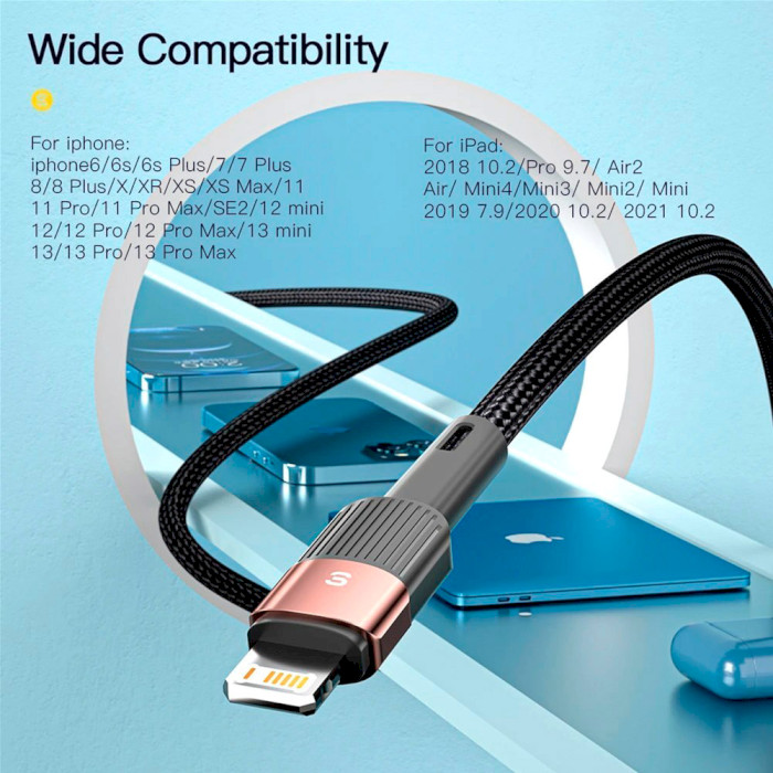 Кабель ESSAGER Star Fast Charging Data Cable 2.4A USB-A to Lightning 2м Black (EXCL-XCA01)