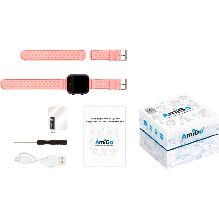 Детские смарт-часы AMIGO GO009 Camera + LED Wi-Fi Pink