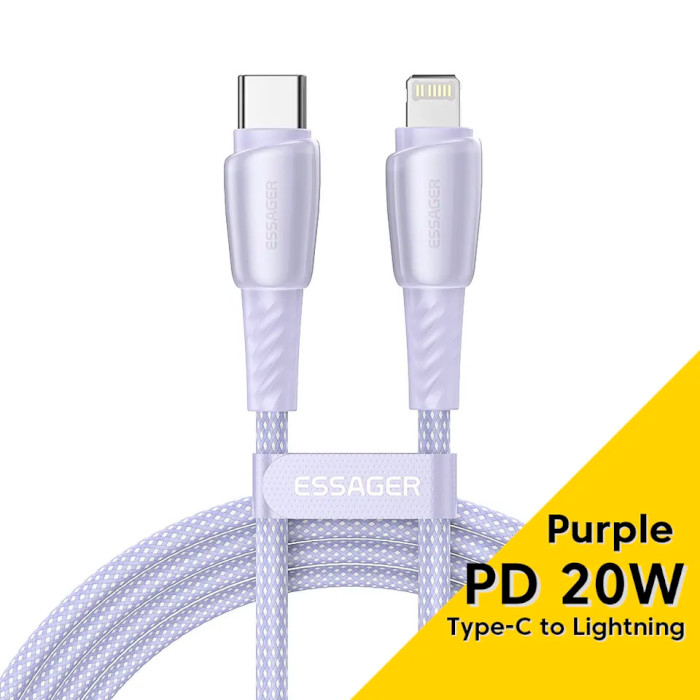 Кабель ESSAGER Rainbow Fast Charging Cable 3A Type-C to Lightning 1м Purple (EXCTL-CH05)