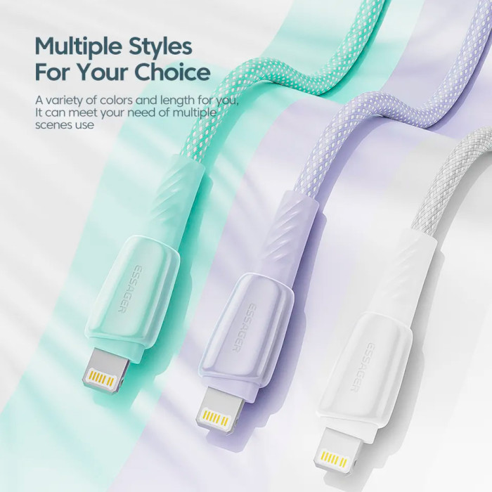 Кабель ESSAGER Rainbow Fast Charging Cable 3A Type-C to Lightning 1м Purple (EXCTL-CH05)