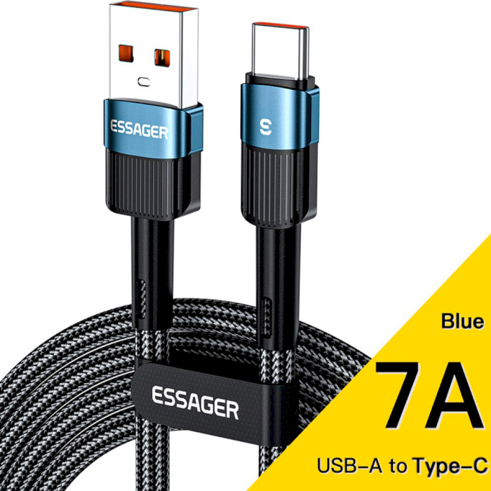 Кабель ESSAGER Star Fast Charging Data Cable 7A USB-A to Type-C 1м Blue (EXCT-XC03)