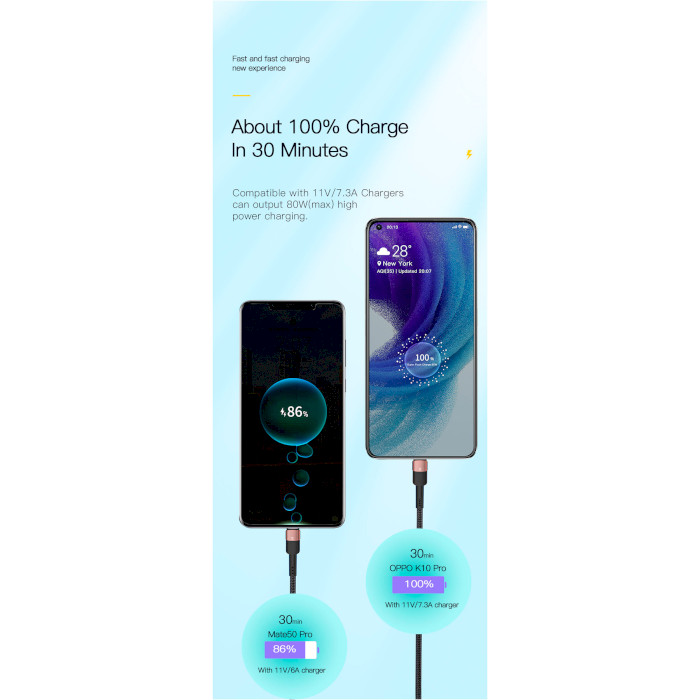 Кабель ESSAGER Star Fast Charging Data Cable 7A USB-A to Type-C 1м Blue (EXCT-XC03)