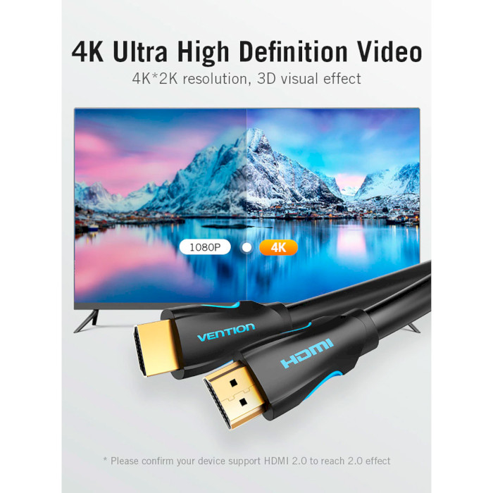 Кабель VENTION HDMI Cable 4K@60Hz HDMI v2.0 3м Black (VAA-M02-B300)