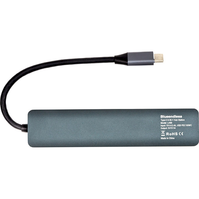 Порт-реплікатор BLUEENDLESS 6-in-1 USB-C to 1xHDMI, 2xUSB3.0, 1xUSB-C PD100W, LAN (CA913909)