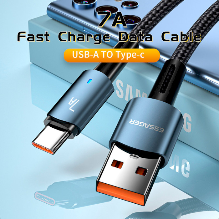 Кабель ESSAGER Sunset Fast Charging Data Cable 7A USB-A to Type-C 2м Black (EXC7A-CGA01-P)