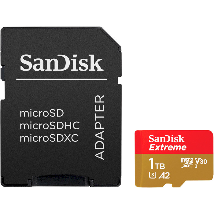 Карта памяти SANDISK microSDXC Extreme 1TB UHS-I U3 V30 A2 Class 10 + SD-adapter (SDSQXAV-1T00-GN6MA)