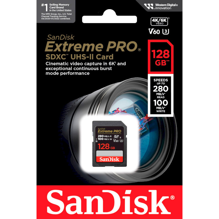 Карта памяти SANDISK SDXC Extreme Pro 128GB UHS-II U3 V60 Class 10 (SDSDXEP-128G-GN4IN)